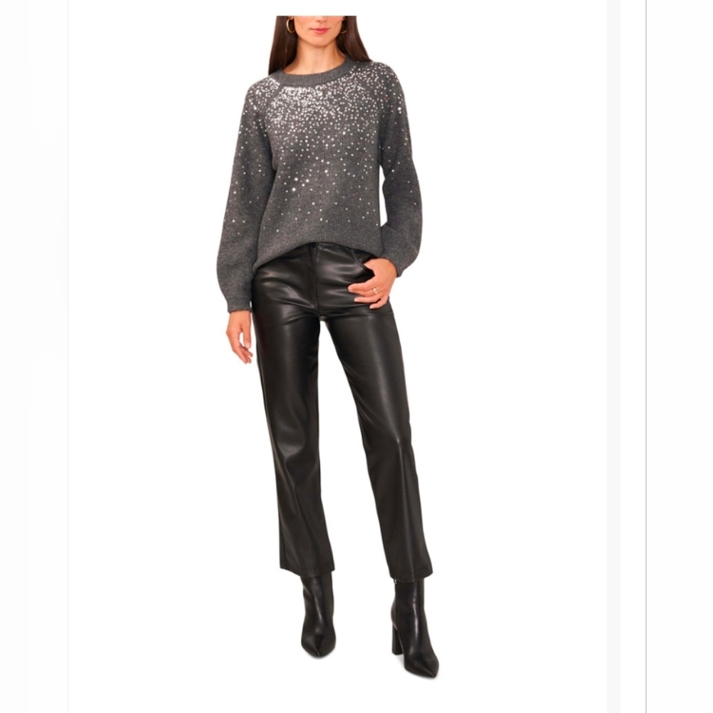 Vince Camuto Black Sequin Sweater Womens XL Long Sleeve Sparkle Knit NWT